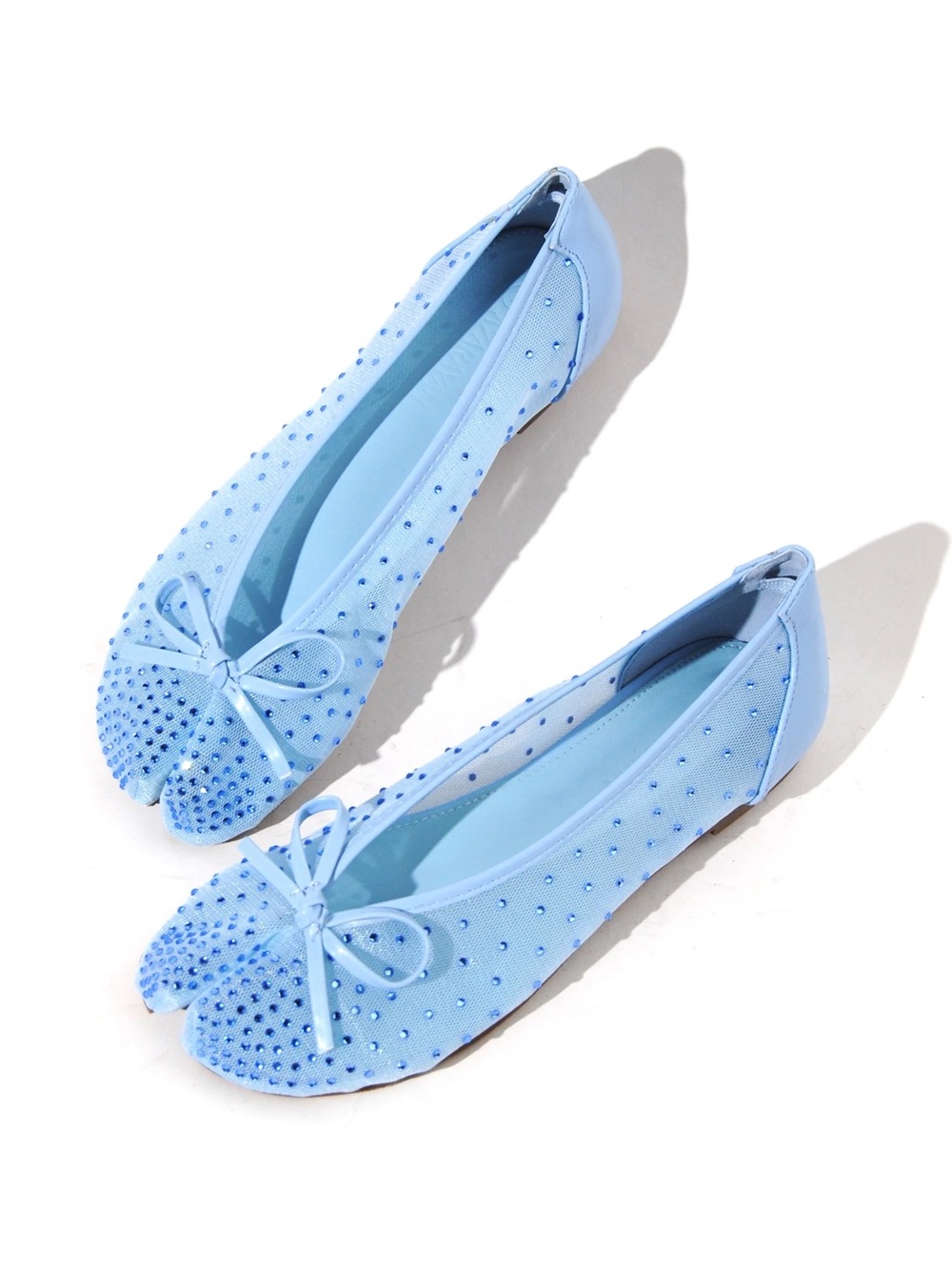Light Blue Rhinestone Split-Toe Ballet Flats - Picture 3 of 4